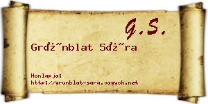 Grünblat Sára névjegykártya